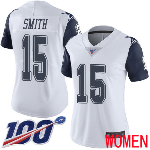 Women Dallas Cowboys Limited White Devin Smith 15 100th Season Rush Vapor Untouchable NFL Jersey